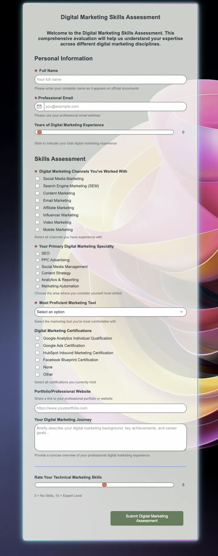 Preview of Digital Marketing Skills Assessment