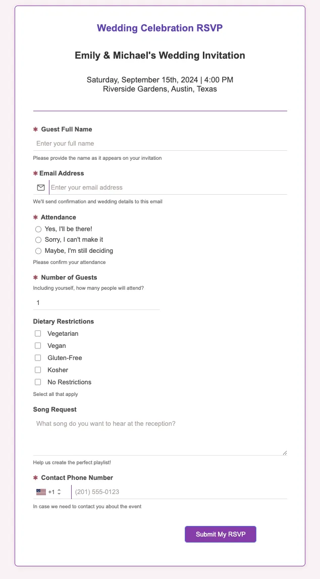 Preview of Wedding Celebration RSVP