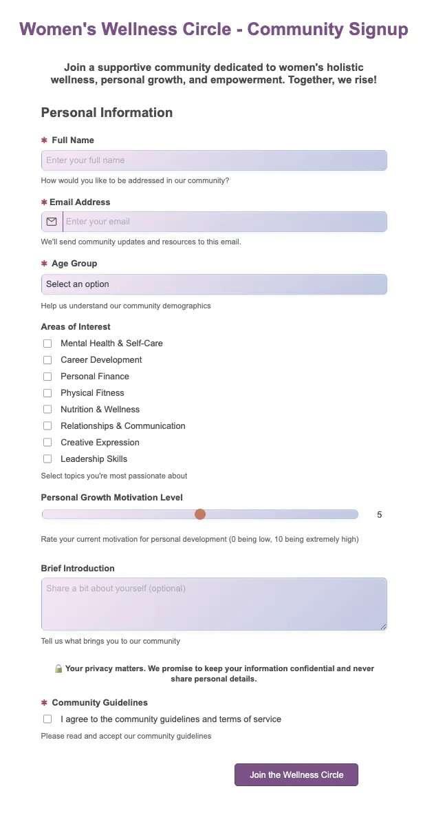 Preview of Women's Wellness Circle - Community Signup